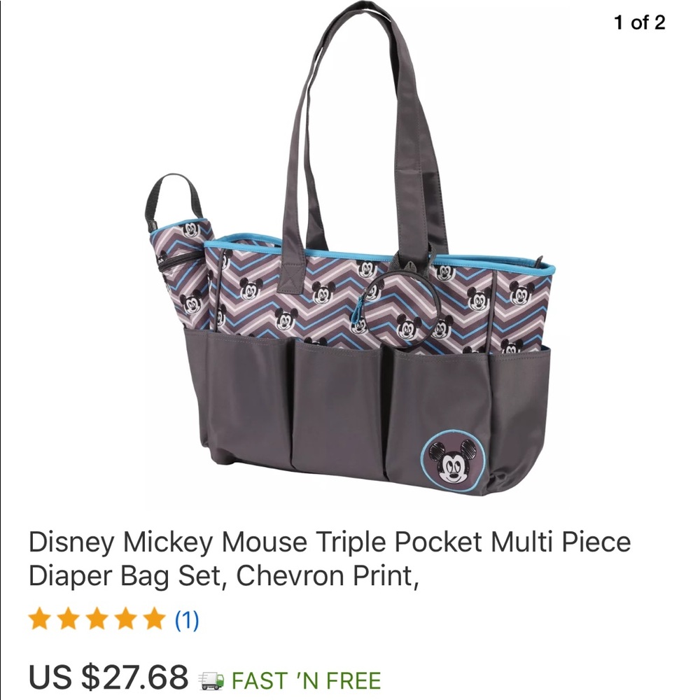 Mickey mouse blue/grey diaper bag